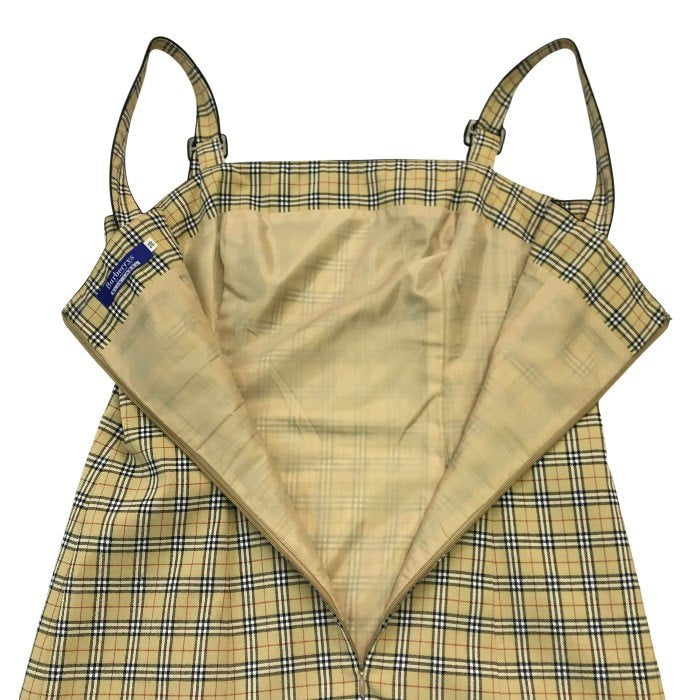 BURBERRY BLUELABEL バーバリー ブルーレーベル ジャンパースカート レディース ポリエステル ワンピース 膝丈 ノバチェック ベージュ 38サイズ FM510-400 中古 T1