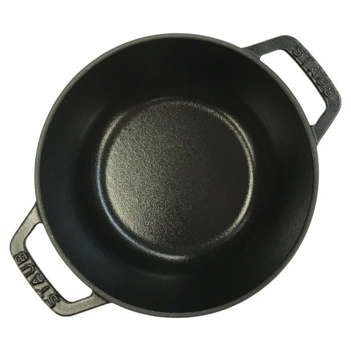 staub ストウブ ワナベ 両手 ホーロー 鍋 ブラック S 16cm IH対応 オーブン可 ほうろう Wa-NABE 40501-000 中古 T1