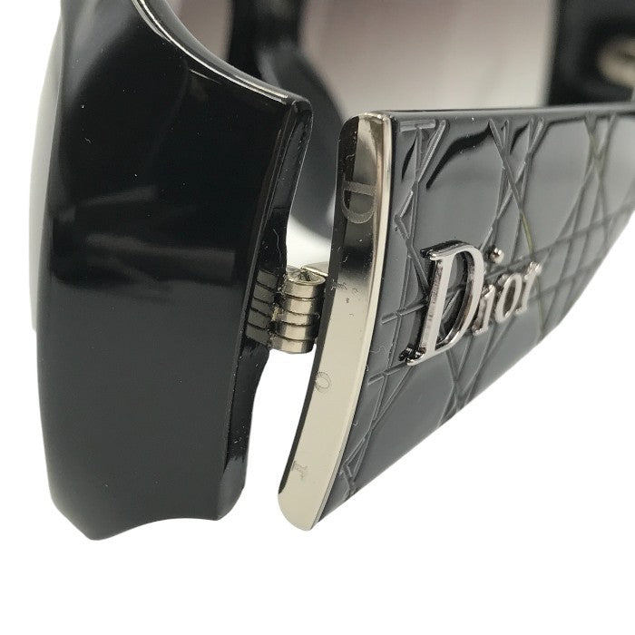Christian Dior クリスチャンディオール カナージュ サングラス レディース CANNAGE 格子柄 ロゴ セルロイド ブラック/グレーグラデーション 中古 T1