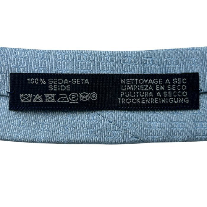 HERMES エルメス ネクタイ H030189T 61 ジャガード ファソネ H シルク100% ブルーシェル 30106 メンズ ビジネス 総柄 おしゃれ ブランド 水色 中古 W４
