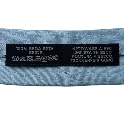 HERMES エルメス ネクタイ H030189T 61 ジャガード ファソネ H シルク100% ブルーシェル 30106 メンズ ビジネス 総柄 おしゃれ ブランド 水色 中古 W４
