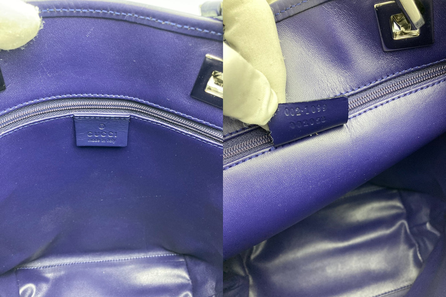 GUCCI グッチ サテン トートバッグ 002・1099 ブルー 中古 D4