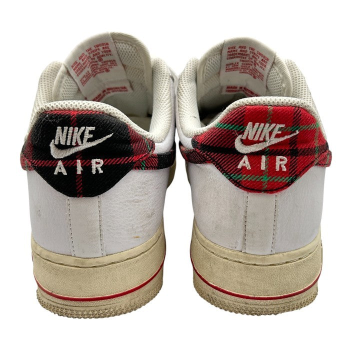 NIKE ナイキ エアフォース1 スニーカー メンズ ホワイト/レッドチェック 27cm DV0789 100 靴 シューズ かっこいい おしゃれ 中古 W1
