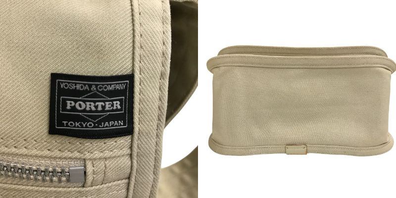 PORTER GIRL ポーター ガール NAKED ネイキッド ショルダーバッグ M ベージュ 鞄 キャンバス レディース 中古 WK1