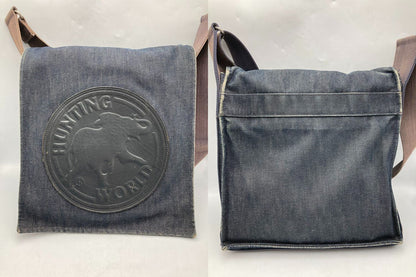 HUNTING WORLD ハンティングワールド デニム フラップ ショルダーバッグ 中古 D4