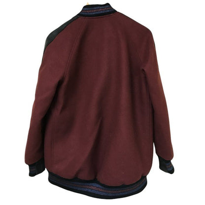 COACH コーチ スタジャン レディース ウール/レザー オーバーサイズ ブルゾン レッド Sサイズ 35104 アウター 秋 冬 中古 W1