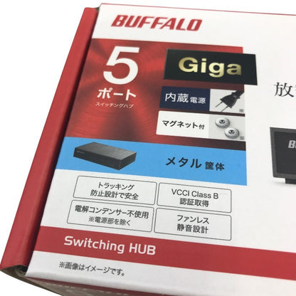 BUFFALO Giga対応 金属筐体 電源内蔵 5ポート LSW6-GT-5NS/BK ブラック 2個セット スイッチングハブ マグネット 壁掛け設置対応 中古 Y1