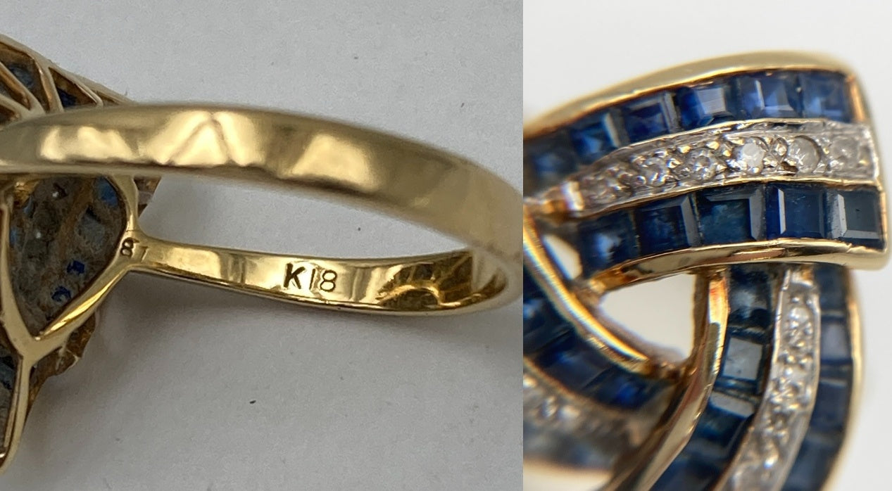 K18 サファイア2.00ct ダイヤ0.10ct リング 15号 中古 D4
