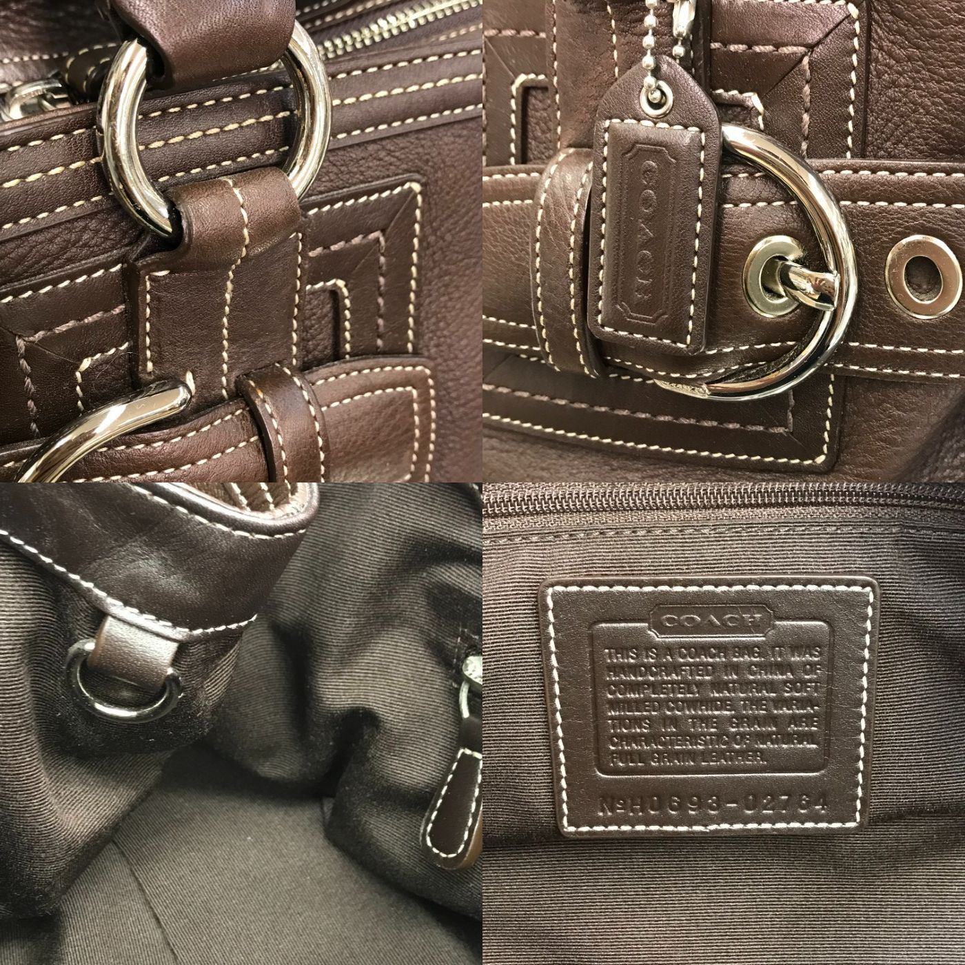 COACH コーチ ハンドバッグ レディース レザー セミショルダー ベルトデザイン ブラウン 02764 中古 T1