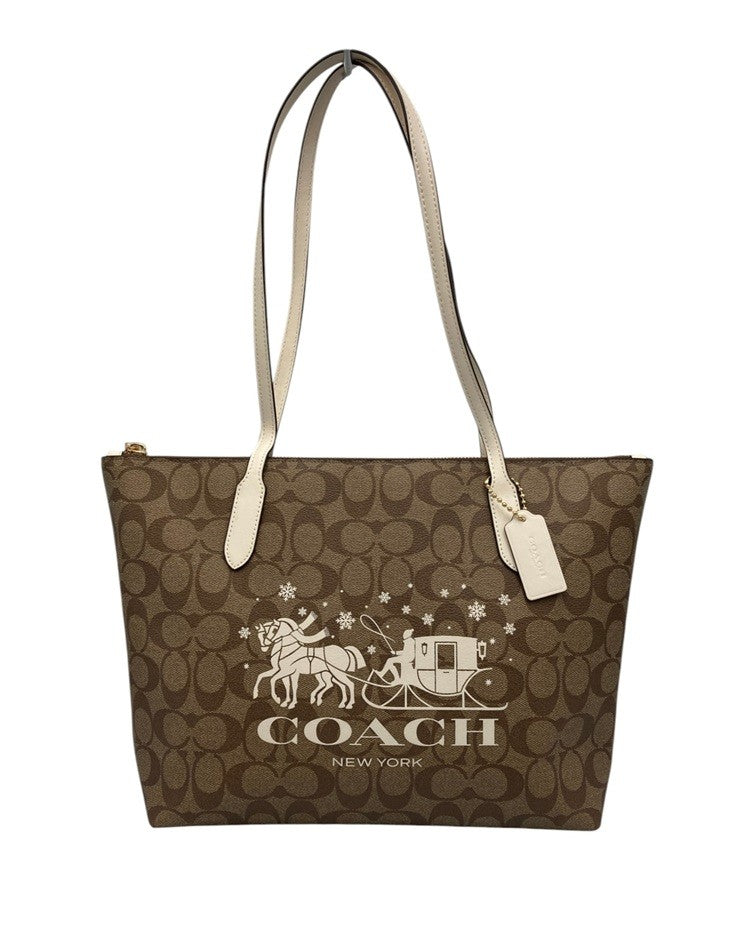 COACH コーチ シグネチャー ウインターロゴ ホース＆スレイ トートバッグ CN626 中古 D4