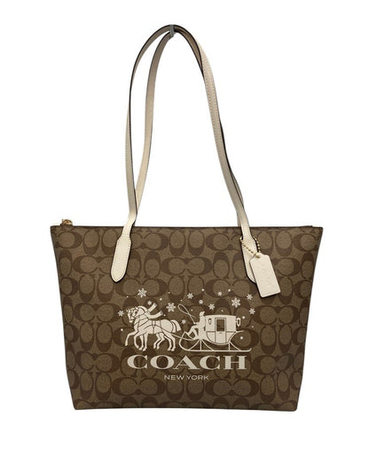 COACH コーチ シグネチャー ウインターロゴ ホース＆スレイ トートバッグ CN626 中古 D4