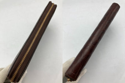 COACH コーチ 型押しレザー シグネチャー ラウントファスナー 長財布 中古 D4