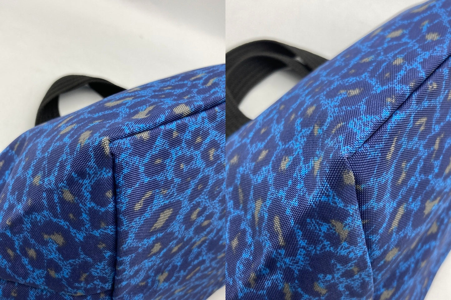 Herve chapelier エルベシャプリエ ナイロン 舟型 トートS ヒョウ柄 パンサー ブルー 中古 D4