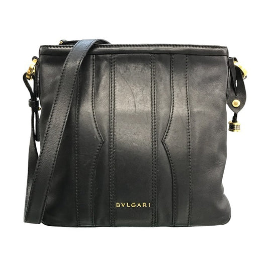 BVLGARI ブルガリ ショルダーバッグ レディース レザー ビーゼロワン ロゴ 斜め掛け ブラック 中古 T1