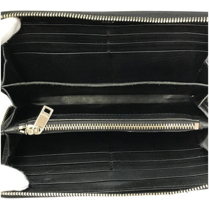 SAINT LAURENT サンローラン 長財布 ユニセックス ラウンドジップ レザー YSL ロゴ金具 ブラック 414570 中古 T1