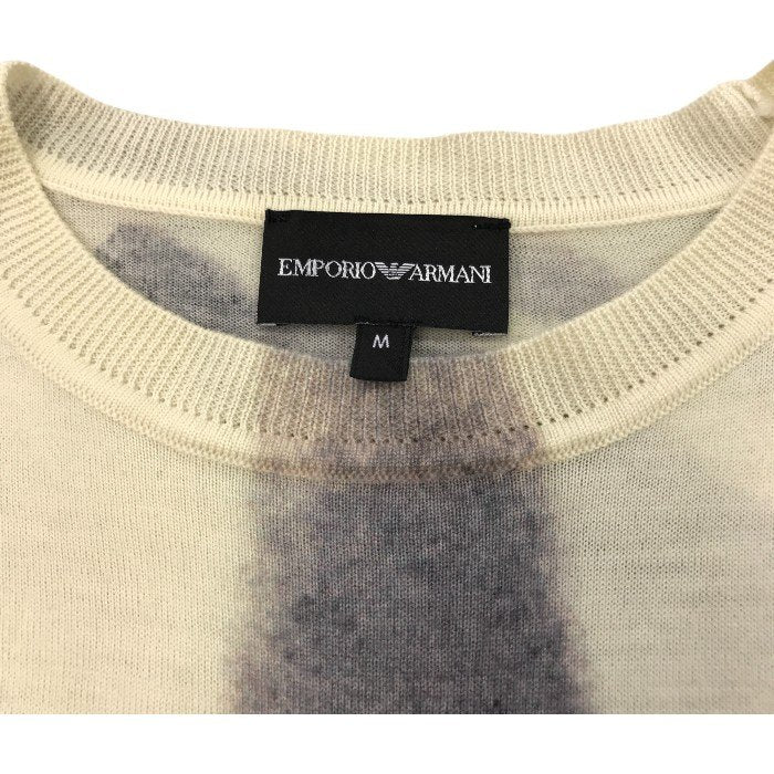 EMPORIO ARMAN エンポリオアルマーニ ニットトップス メンズ 秋冬 綿100％ アイボリー/グレー Mサイズ 3D1MV7 1M07Z 中古 M1