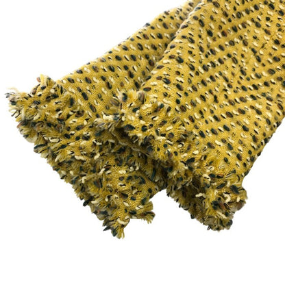 Rene ルネ TISSUE ロングコート レディース 冬 ツイード ノーカラー ダブルジッパー イエロー系 34サイズ 6943240 中古 T1