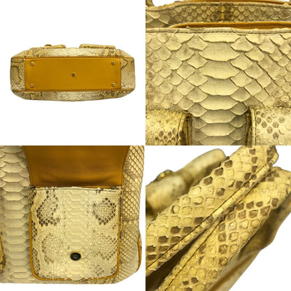 WEL Exotic Leather ハンドバッグ レディース パイソン ヘビ革 2way ショルダーバッグ 日本製 ベージュ 中古 T1