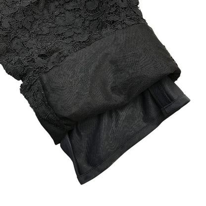 Rene ルネ テーパードパンツ レディース コットン 総レース ウエストゴム クロップド ブラック 36サイズ 6145090 中古 T1