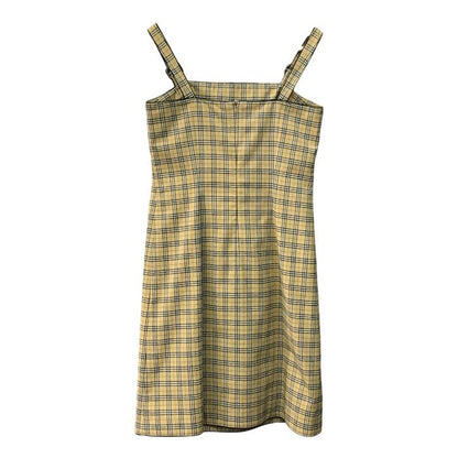BURBERRY BLUELABEL バーバリー ブルーレーベル ジャンパースカート レディース ポリエステル ワンピース 膝丈 ノバチェック ベージュ 38サイズ FM510-400 中古 T1