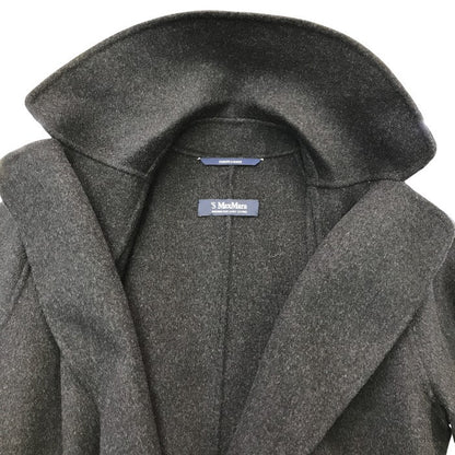 S Max Mara POLDO ダブルフェイス ロングコート レディース 冬 ピュアヴァージンウール ラップコート ベルト チャコールグレー 34サイズ 中古 T1