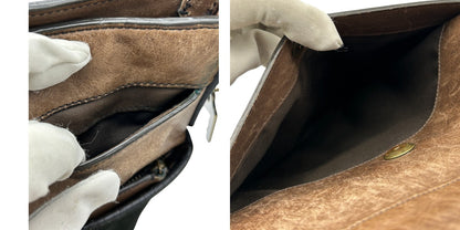 COACH コーチ ブリーカー レザー スウェード クロスボディ ショルダーバッグ 71096 ユニセックス ブラウン 本革 鞄 ブランド  中古 W４