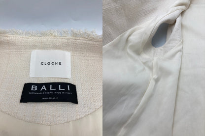 CLOCHE クロシェ フリンジ ツイードベスト サイズ02 アイボリー 中古 D4
