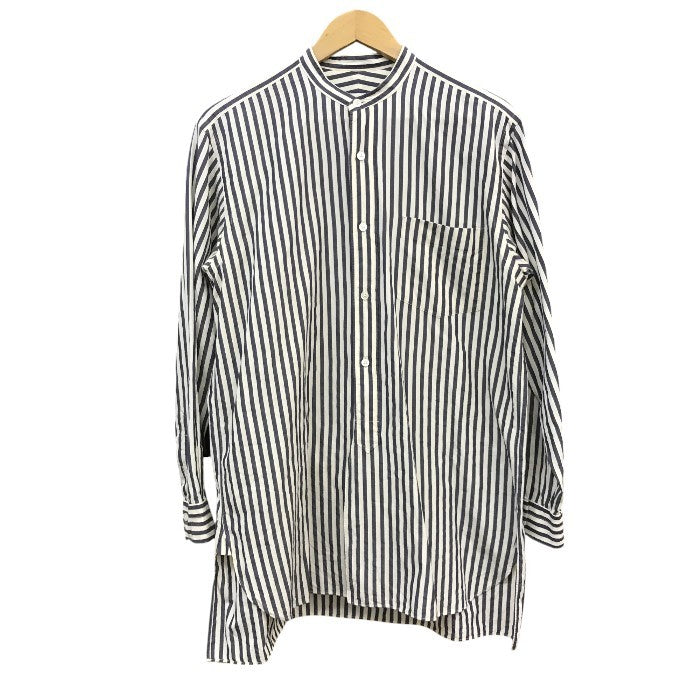 COMOLI コモリ コットンシャツ メンズ ストライプ 長袖 シンプル ネイビー ホワイト 紺 白 サイズ表記無し 中古 N1