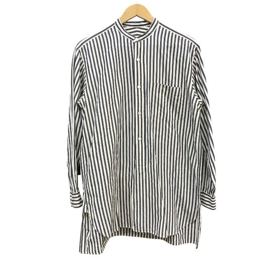COMOLI コモリ コットンシャツ メンズ ストライプ 長袖 シンプル ネイビー ホワイト 紺 白 サイズ表記無し 中古 N1