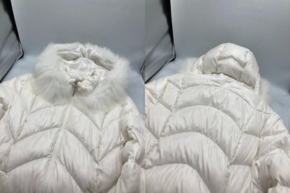 Super Beauty スーパービューティー ブルーフォックスファー ダウンコート ホワイト レディース サイズ40 中古 D4