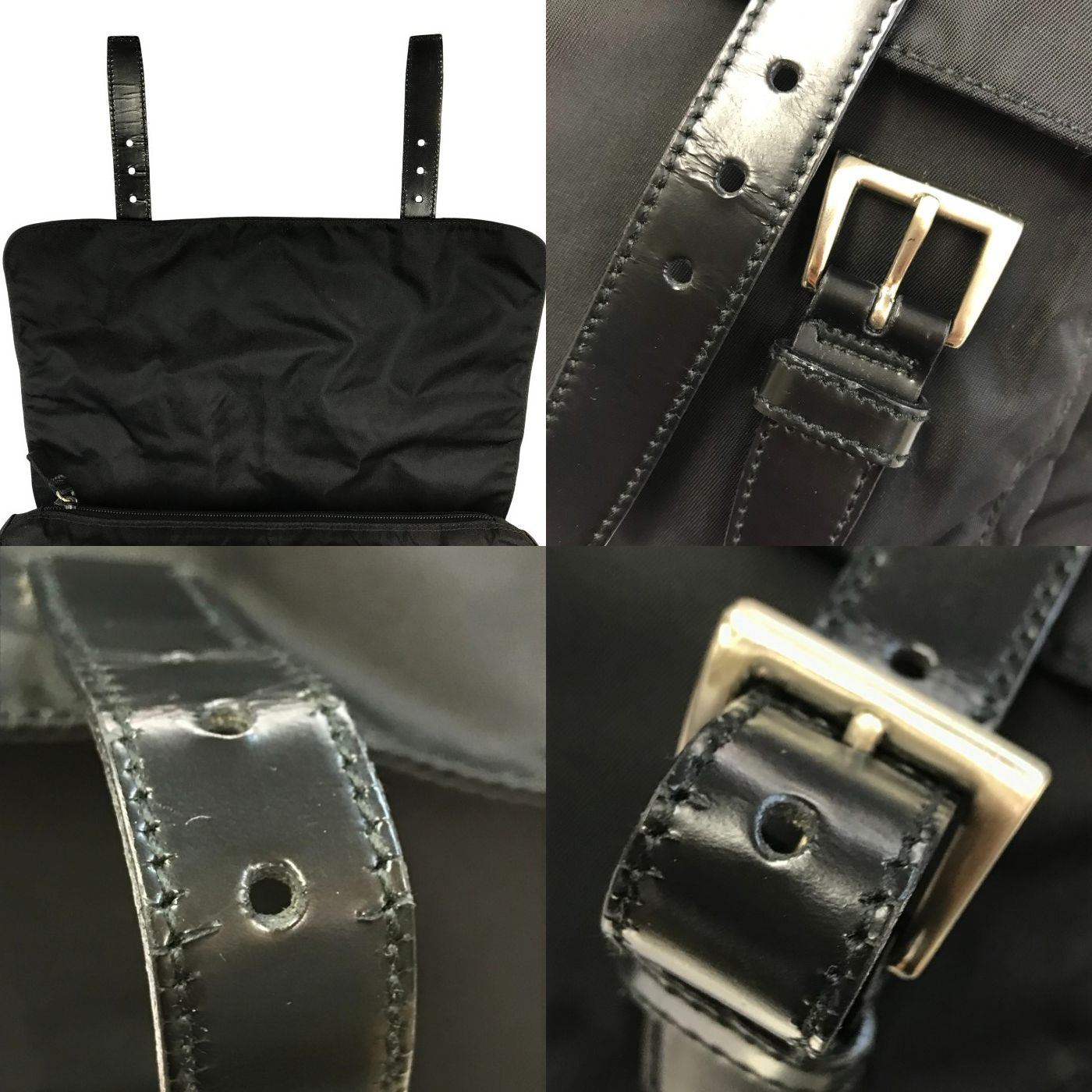 PRADA プラダ ショルダーバッグ ユニセックス ナイロン 斜め掛け 軽量 通勤 通学 ブラック 1BD671 中古 T1