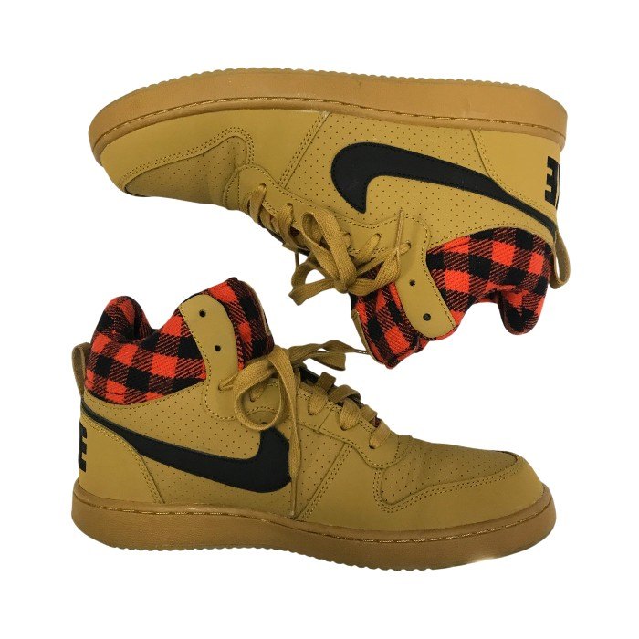 NIKE ナイキ コートバーロウ シューズ メンズ ミッドカット COURT BOROUGH LOW PREM チェック柄 ブラウン 26.0cm 844881 700 中古 T1