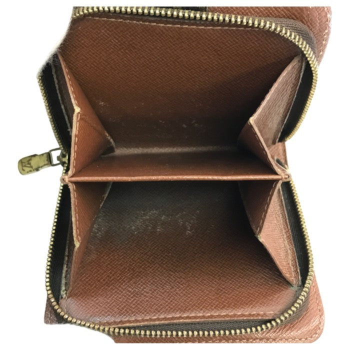 LOUIS VUITTON ルイヴィトン モノグラム コンパクトジップ 財布 ユニセックス 二つ折り 小銭入れあり ラウンドジップ ブラウン M61667 中古 T1
