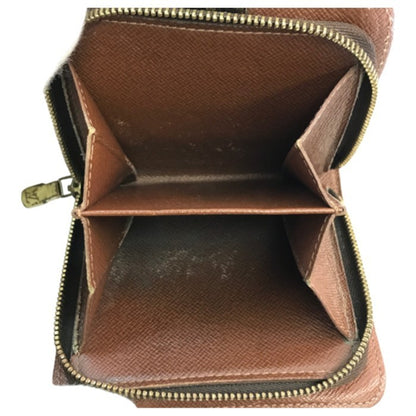 LOUIS VUITTON ルイヴィトン モノグラム コンパクトジップ 財布 ユニセックス 二つ折り 小銭入れあり ラウンドジップ ブラウン M61667 中古 T1