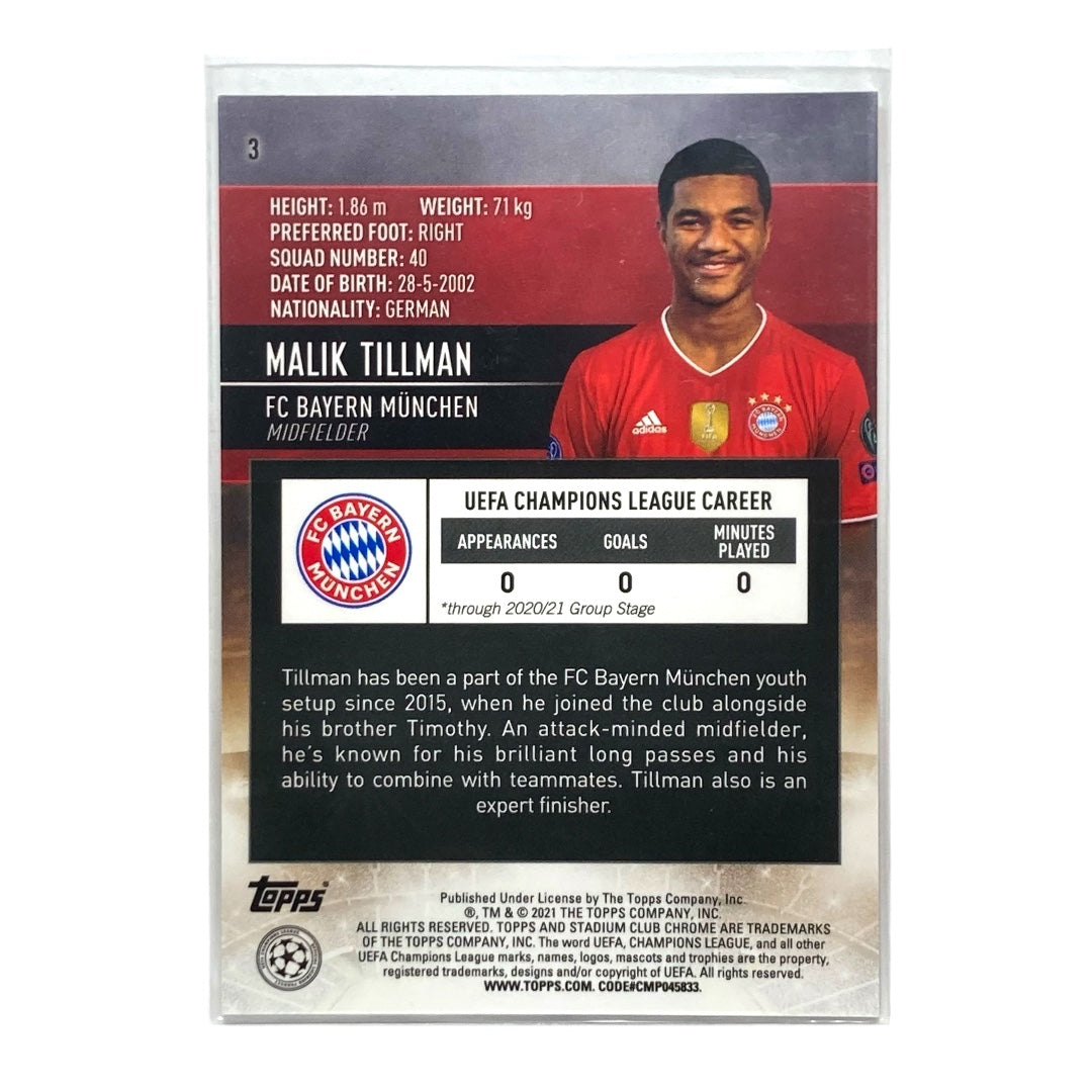 TOPPS サッカーカード STADIUM CLUB CHROME MALIK TILLMAN BAYERN #3 中古 IT2