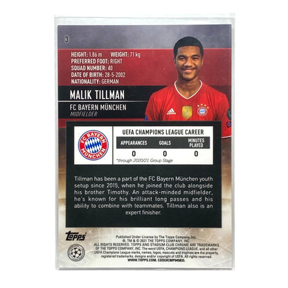 TOPPS サッカーカード STADIUM CLUB CHROME MALIK TILLMAN BAYERN #3 中古 IT2