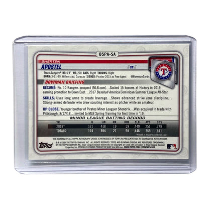 TOPPS MLBカード BOWMAN CHROME SHERTEN APOSTEL RANGERS 20/50 #BSPA-SA 中古 IT2