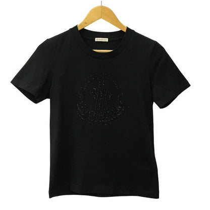 MONCLER モンクレール Tシャツ レディース 半袖 コットン ロゴ ラインストーン ブラック Sサイズ H20938C00016 中古 T1