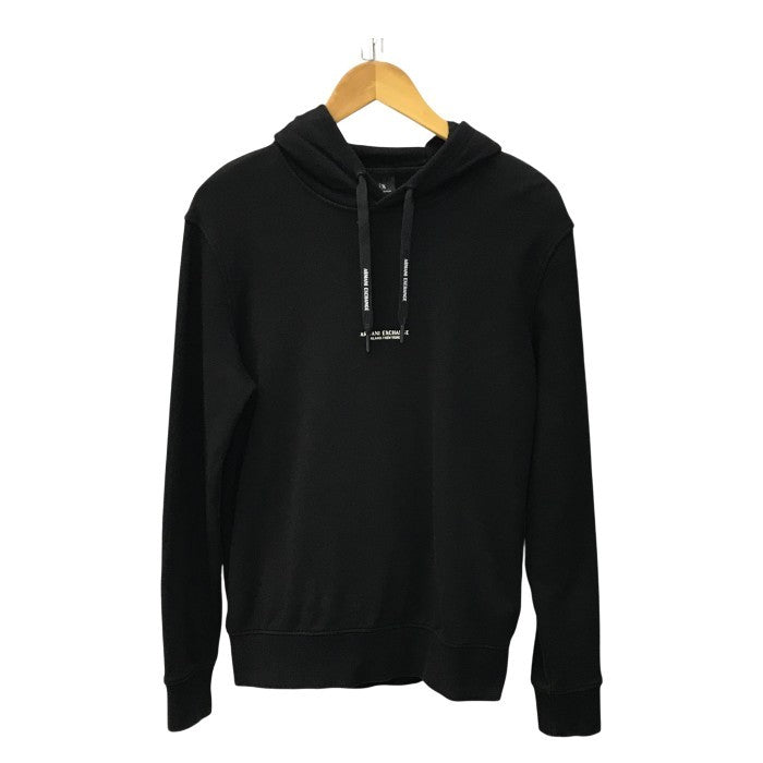 ARMANI EXCHANGE アルマーニエクスチェンジ パーカー メンズ コットン スウェット フーディ ロゴ バックプリント ブラック Mサイズ 8NZM94 ZJKRZ 中古 T1
