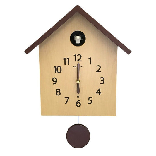 RHYTHM リズム時計 カッコースタイル145 壁掛け時計 クォーツ 鳩 振り子 シンプル ふいご式 明暗センサー 4MJ441NC06 中古 T1