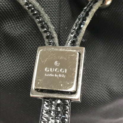GUCCI グッチ 巾着ポーチ レディース ナイロン ミニバッグ 四角 無地 ブラック 039 0973 002113 中古 T1