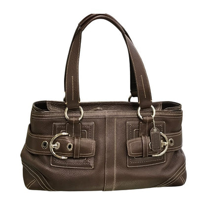 COACH コーチ ハンドバッグ レディース レザー セミショルダー ベルトデザイン ブラウン 02764 中古 T1