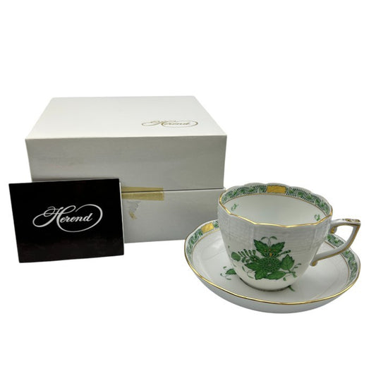 HEREND ヘレンド アポニーグリーン カップ&ソーサー 洋食器 ブランド おしゃれ 紅茶 1客 中古 W４