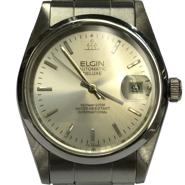 ELGIN エルジン 腕時計 メンズ アナログ オートマチック 自動巻き デイト シルバー FK-1008-E 中古 T1