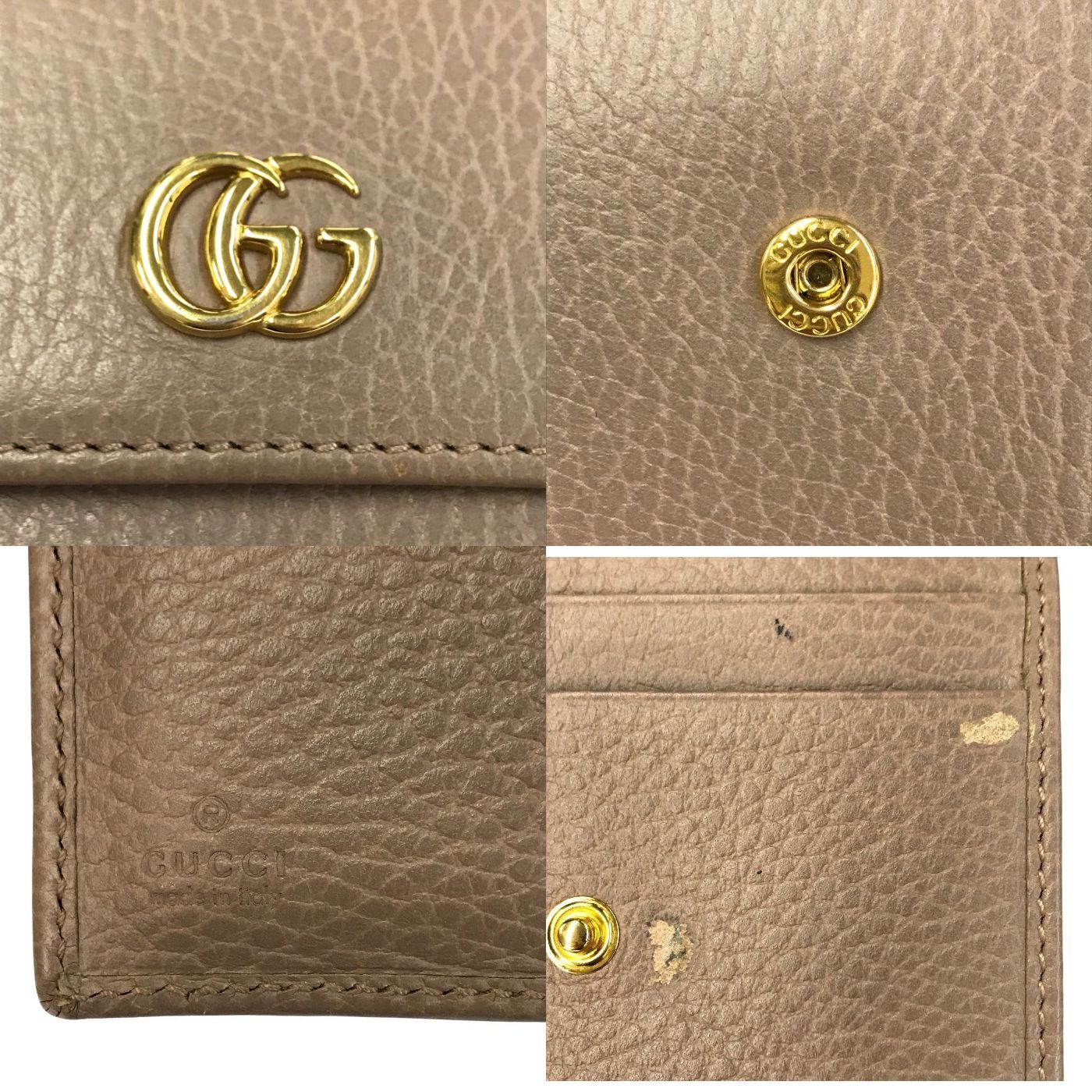 GUCCI グッチ GGマーモント 財布 レディース 3つ折り レザー コンパクト 小銭入れあり ベージュ 546584 中古 T1