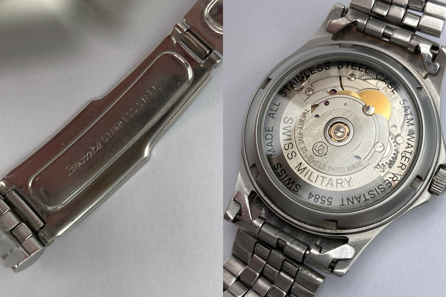 SWISS MILITARY スイスミリタリー 25石 裏スケルトン オートマティック 腕時計 5584 中古 D4