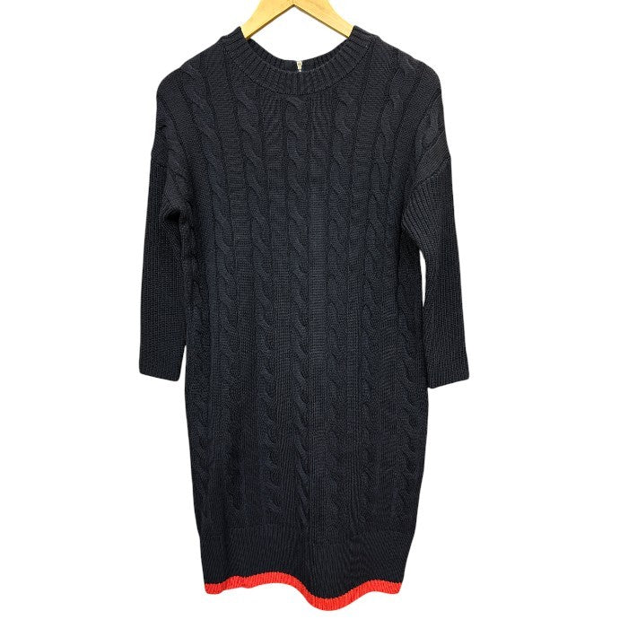 DAMA collection ダーマ・コレクション ケーブルニット ワンピース S チェック柄 レディース 秋 冬 ネイビー 中古 W４