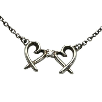 TIFFANY ＆Co. ティファニー シルバー925 1P ダイヤモンド パロマピカソ ダブルラビングハート ネックレス ブランド ハート かわいい アクセサリー レディース 中古 W４
