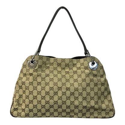 GUCCI グッチ GGキャンバス ハンドバッグ レディース キャンバス/レザー セミショルダー トート A4収納 カーキ/ブラウン 121023 中古 T1