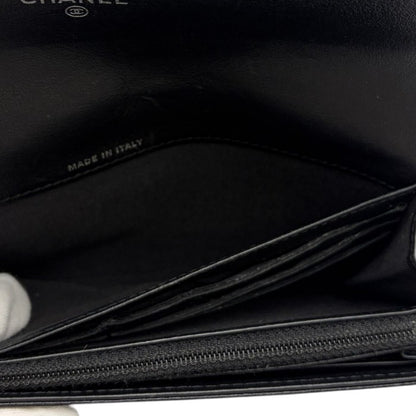 CHANEL シャネル キャビアスキン 長財布 レザー ブラック レディース おしゃれ 小銭入れ カード入れ ブランド 中古 W４